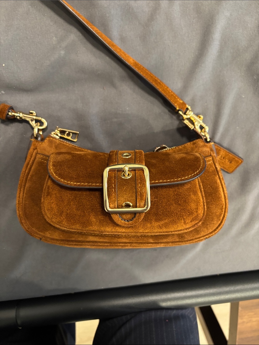 COACH Ashton Mini Shoulder Bag in Brown Suede LIKE NEW - Picture 4 of 8